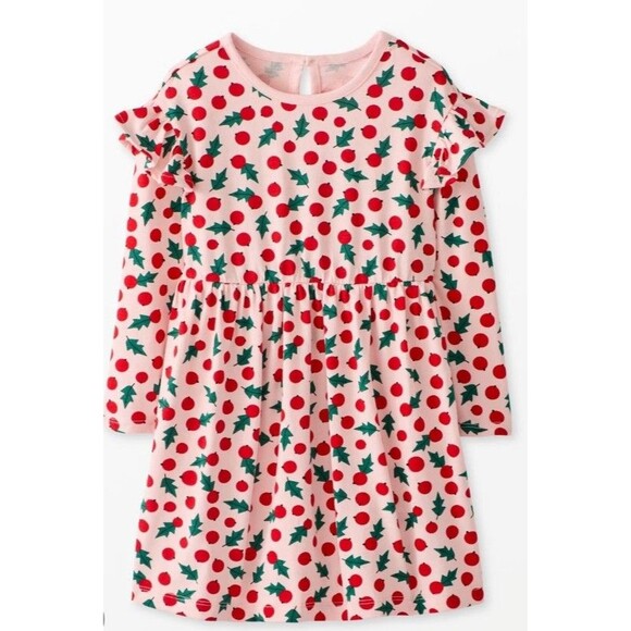 Hanna Andersson Holiday Long Sleeve Ruffle Dress with Pockets Size 8 - Picture 1 of 3